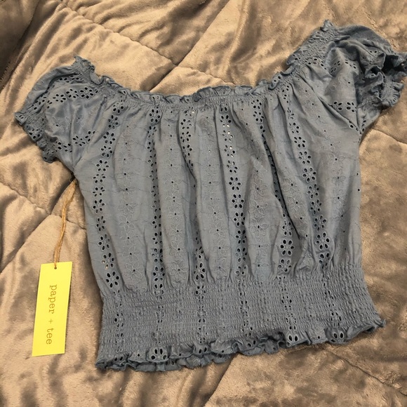 paper + tee light blue crop tee - Picture 2 of 2